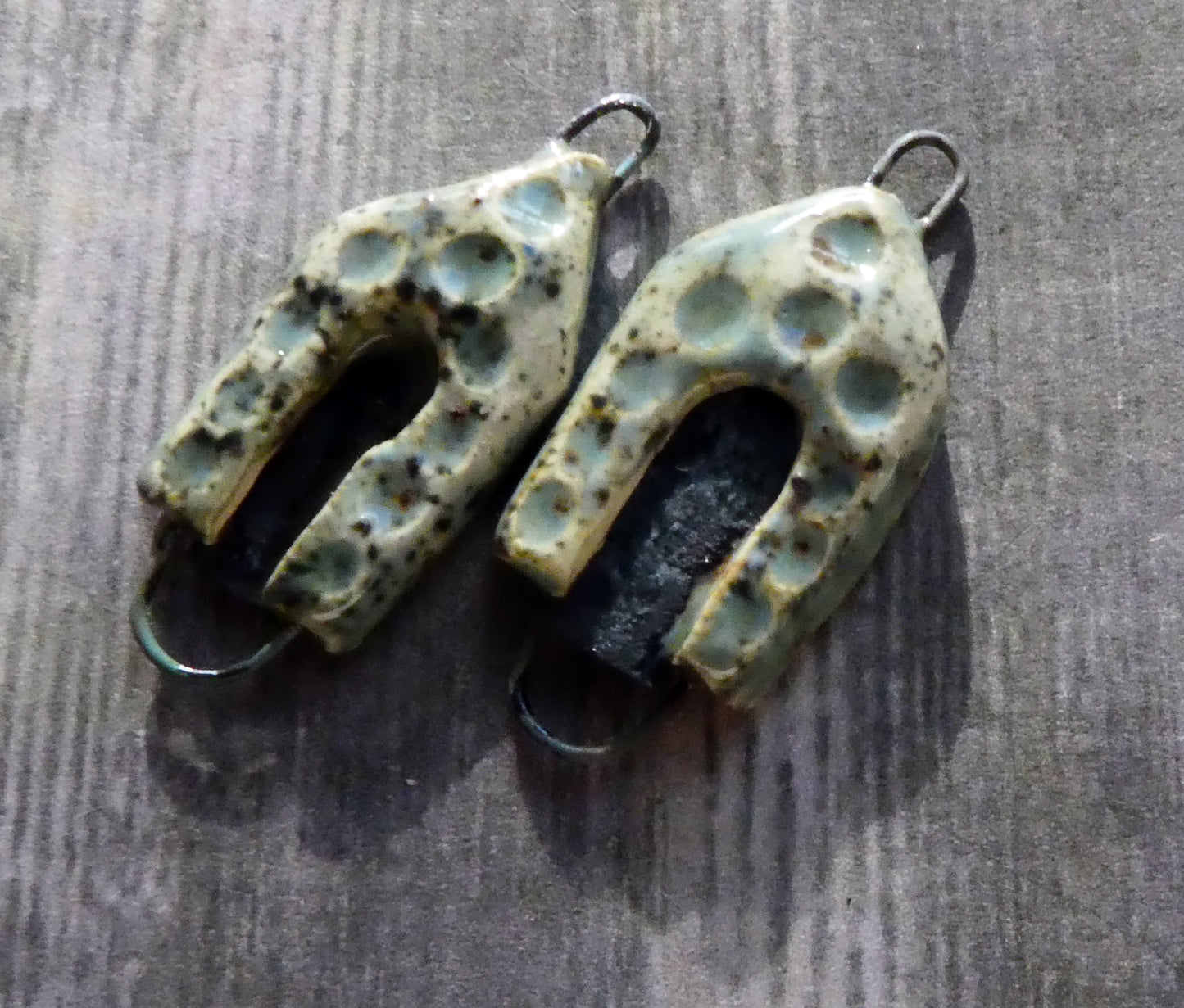 Ceramic Fortress Door Earring Connectors -Autumn Blues