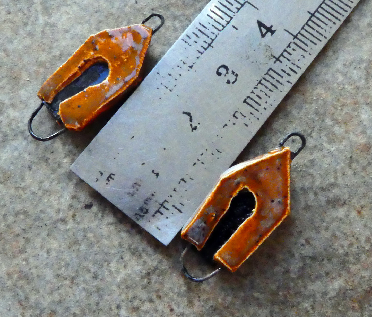 Ceramic Fortress Door Earring Connectors -Amber Ash