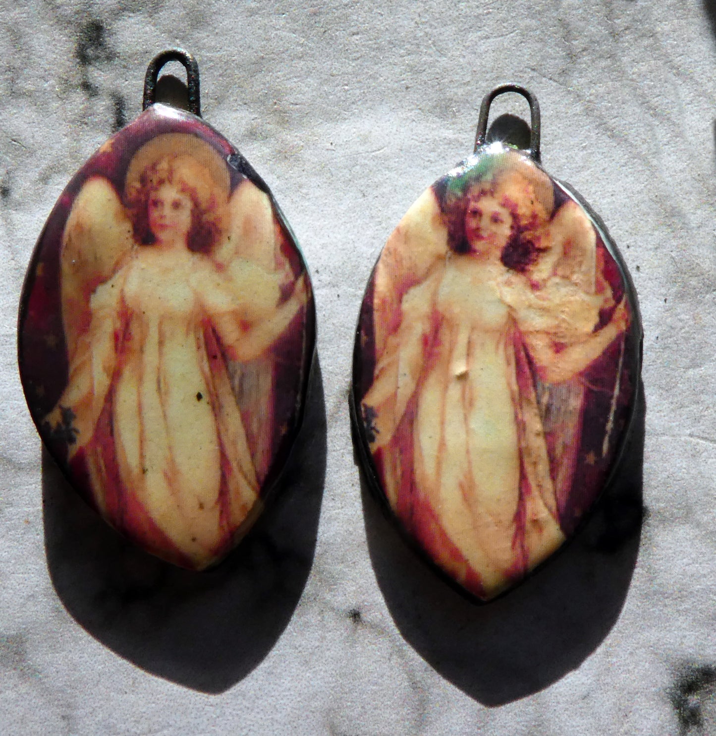 Ceramic Victorian Angel Decal Earring Charms - #2