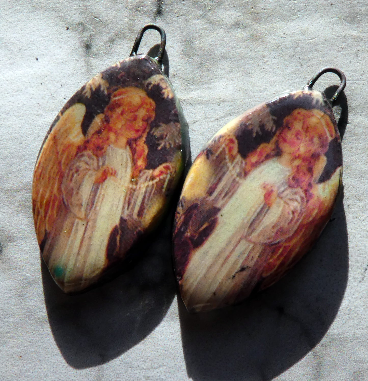 Ceramic Victorian Angel Decal Earring Charms - #5