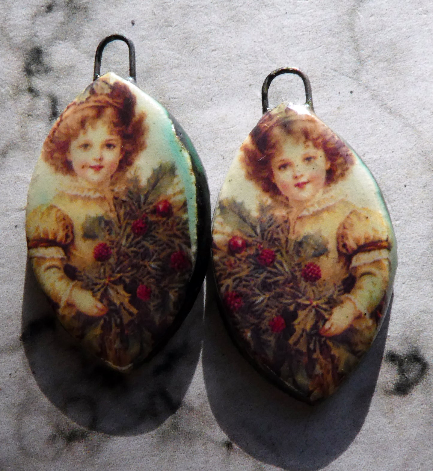 Ceramic Victorian Angel Decal Earring Charms - #6