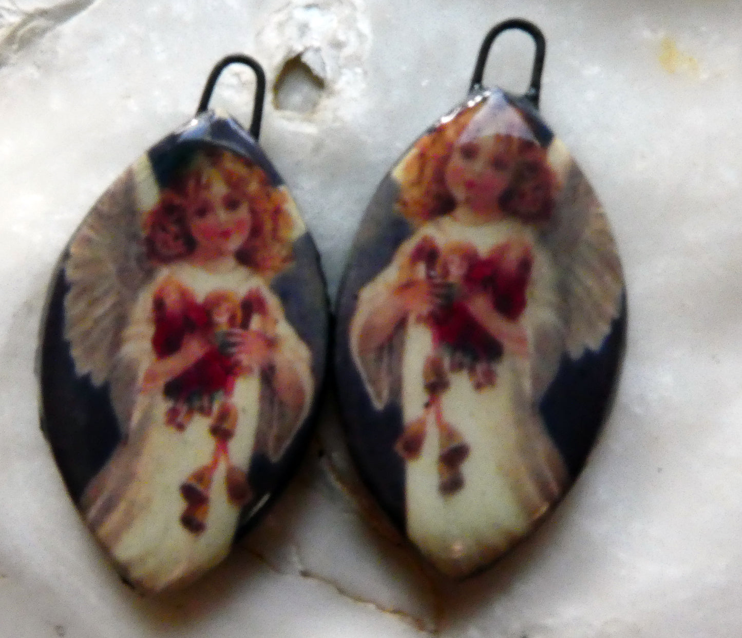 Ceramic Victorian Angel Decal Earring Charms - #8