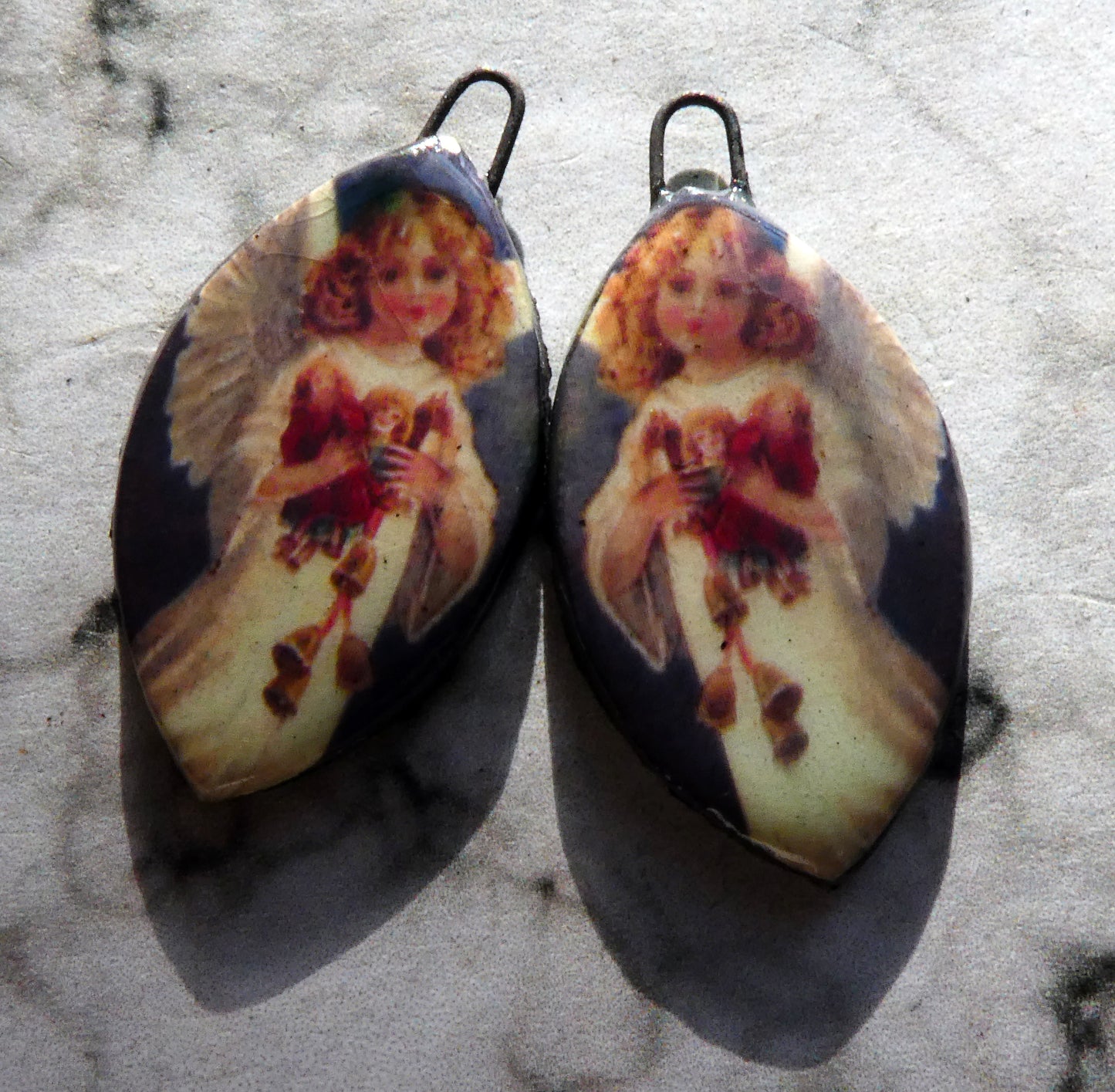 Ceramic Victorian Angel Decal Earring Charms - #8