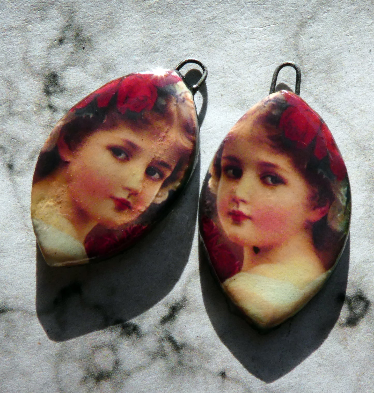 Ceramic Victorian Angel Decal Earring Charms - #11