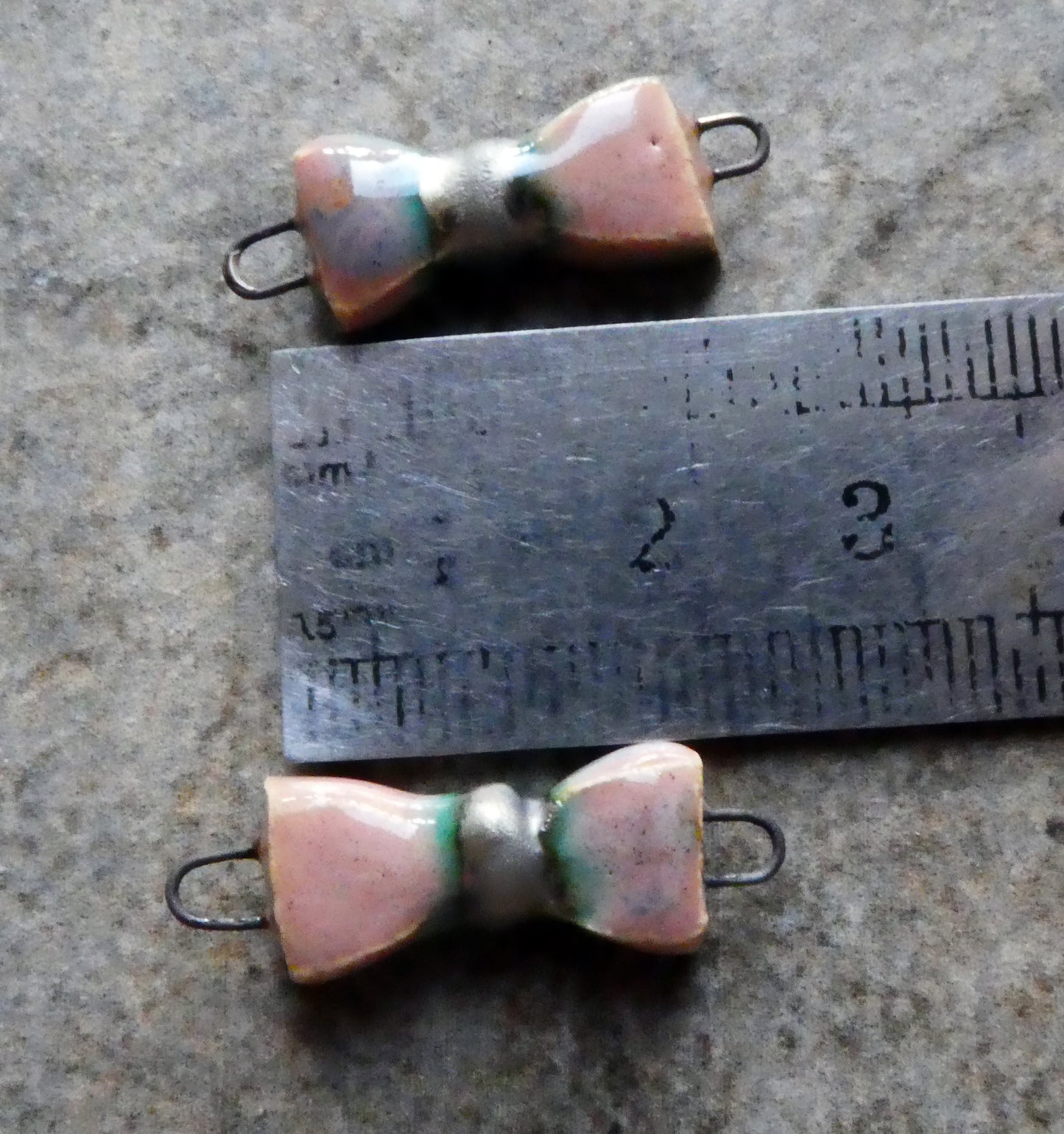 Ceramic Bow Earring Connectors- Almond Blossom