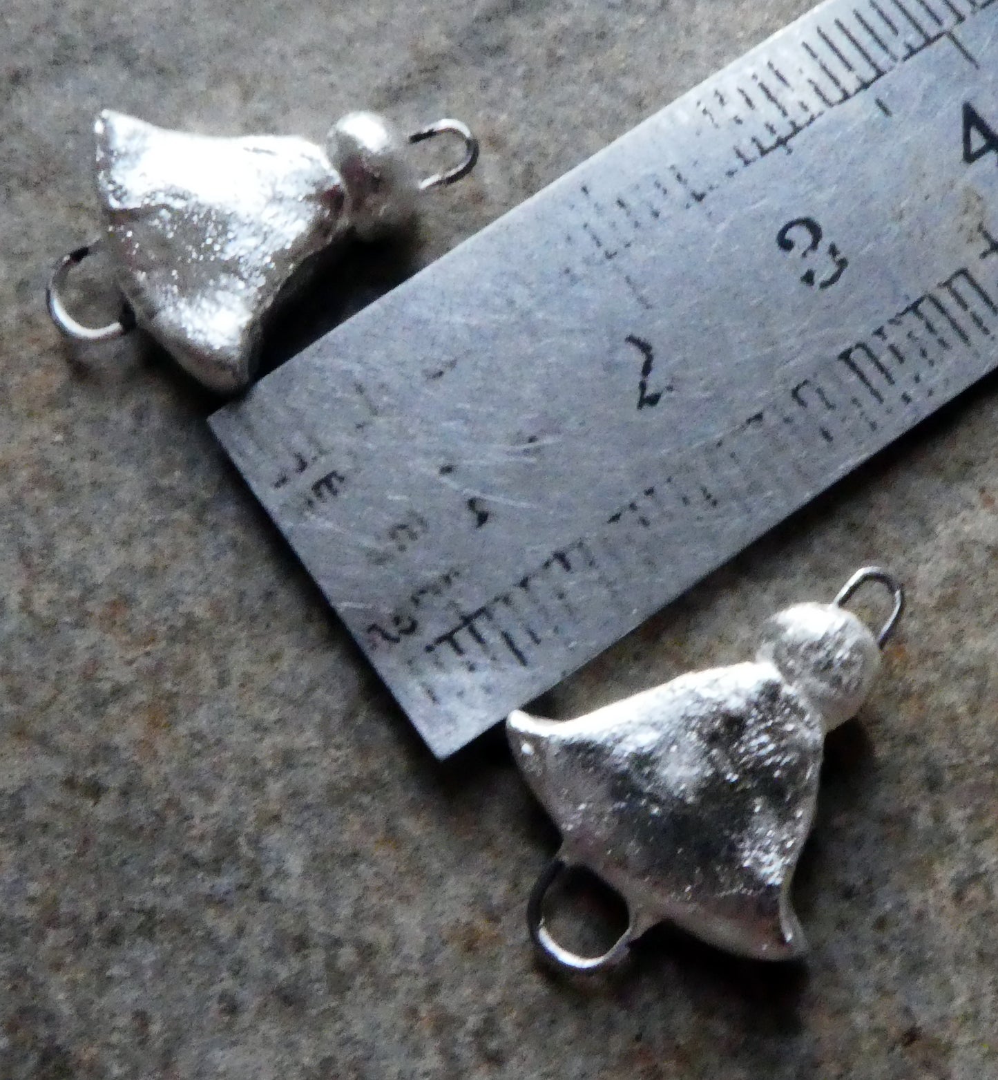 Ceramic Bell Earring Connectors-Fine Silver
