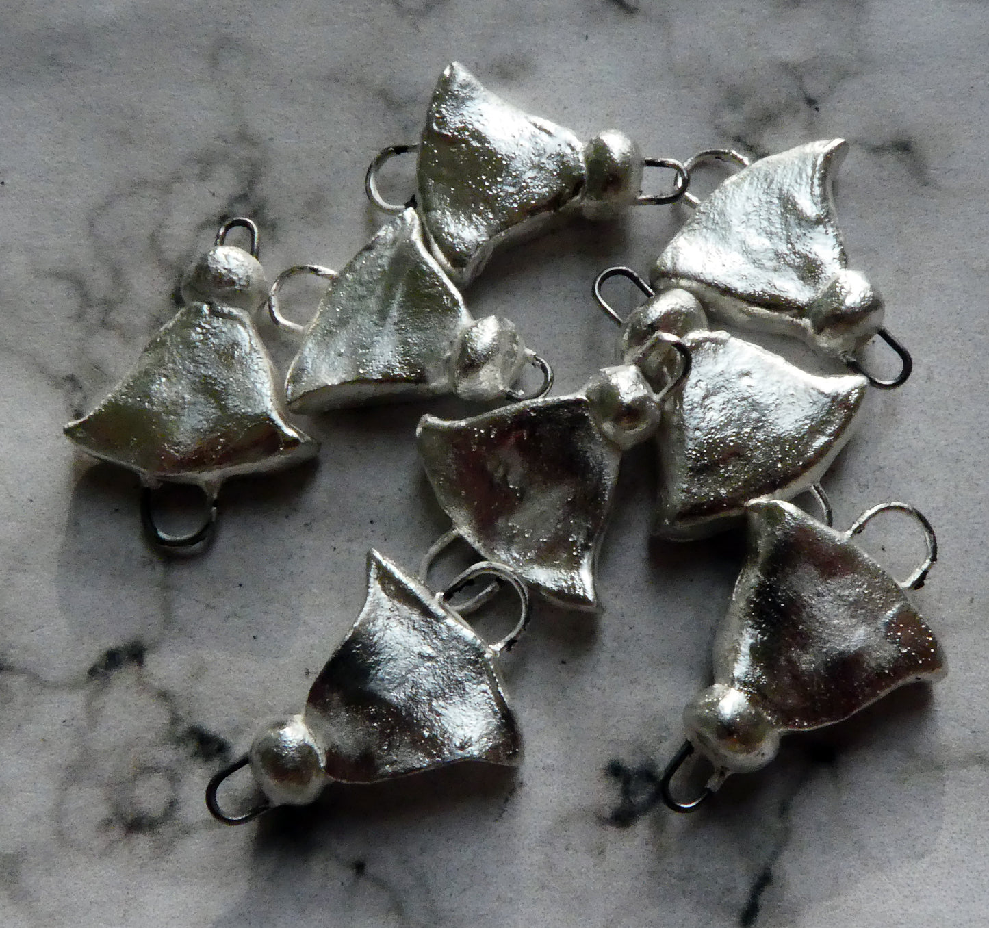 Ceramic Bell Earring Connectors-Fine Silver