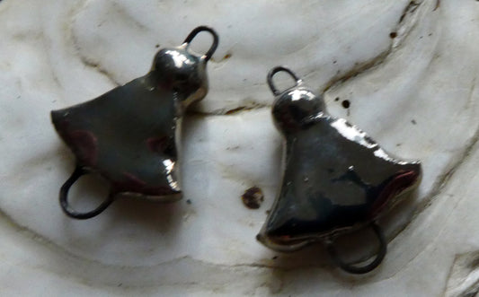 Ceramic Bell Earring Connectors-Platinum