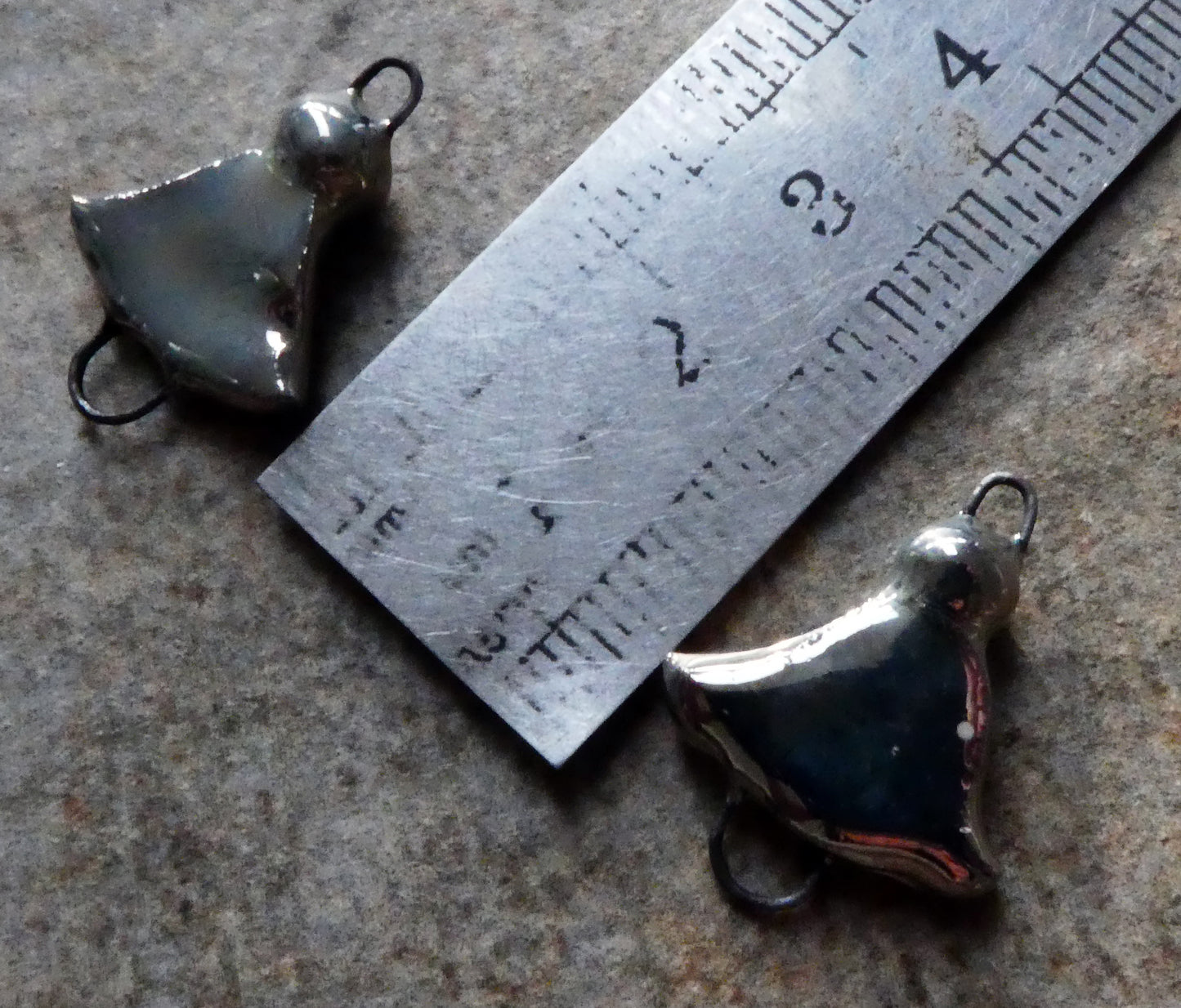 Ceramic Bell Earring Connectors-Platinum