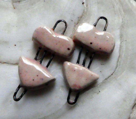 Ceramic Little Heart Earring Connectors-Morganite