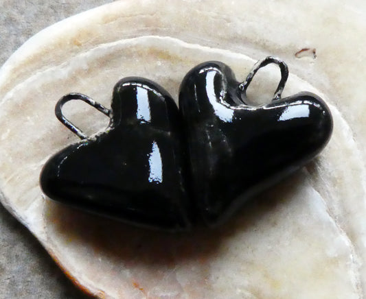 Ceramic Little Heart Drops -Black