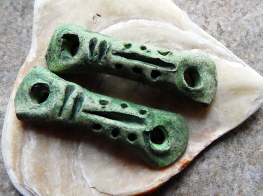 Ceramic Bone Earring Connectors - Green