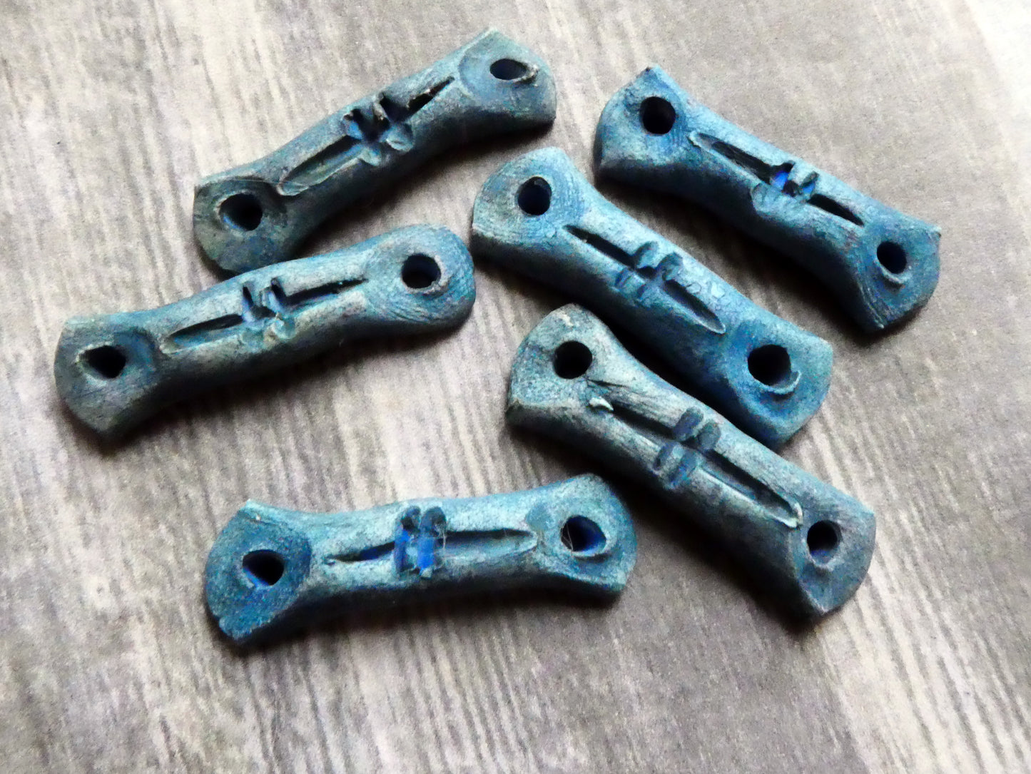 Ceramic Bone Earring Connectors - Blue