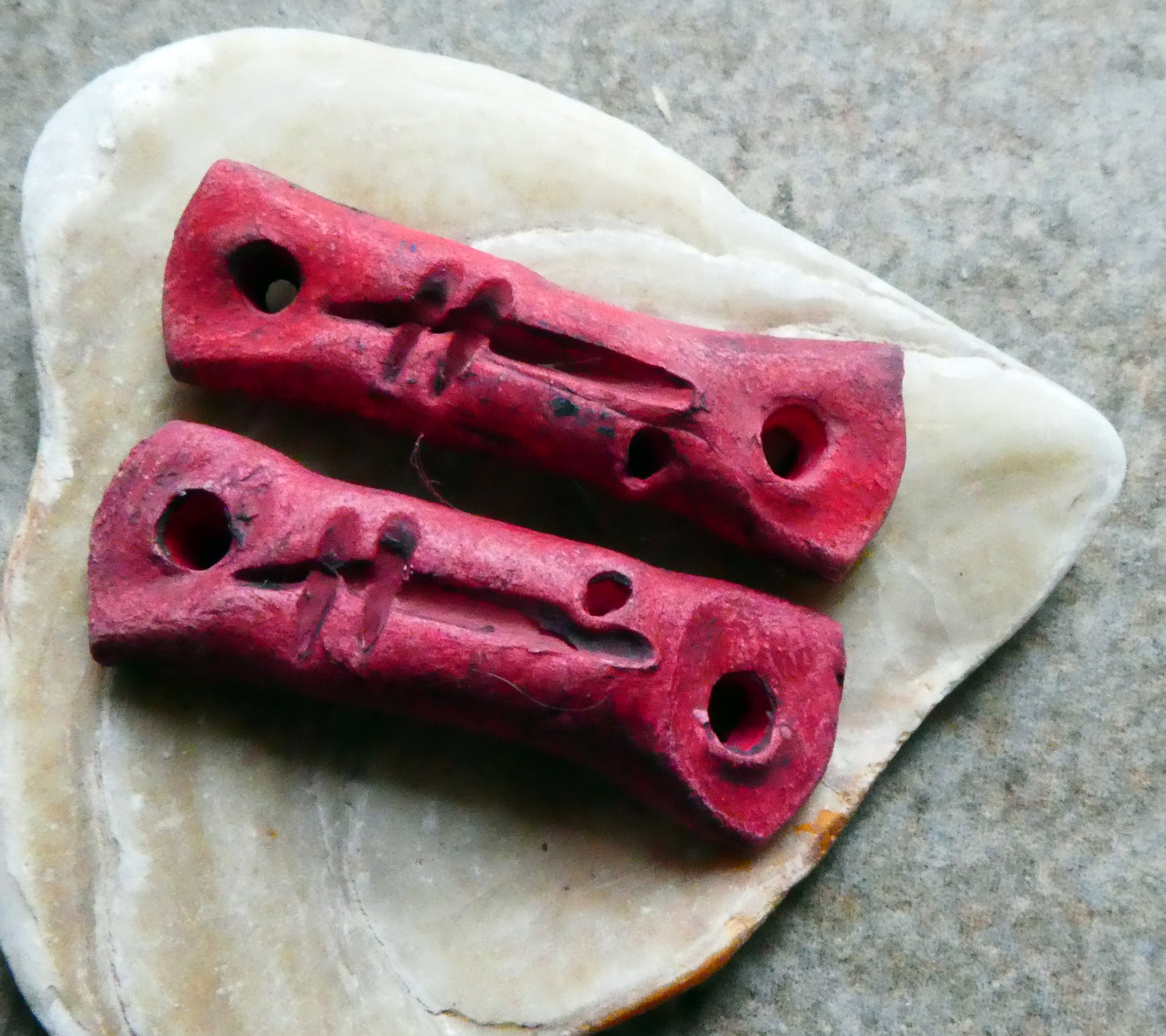 Ceramic Bone Earring Connectors - Blood