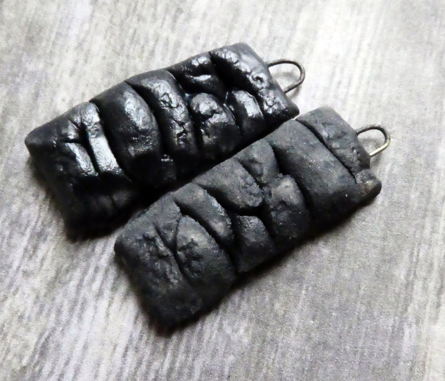 Ceramic Dry Stone Wall Earring Charms - Matte Black