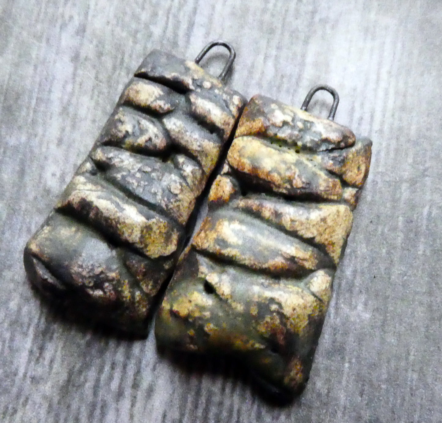 Ceramic Dry Stone Wall Earring Charms - Oxide