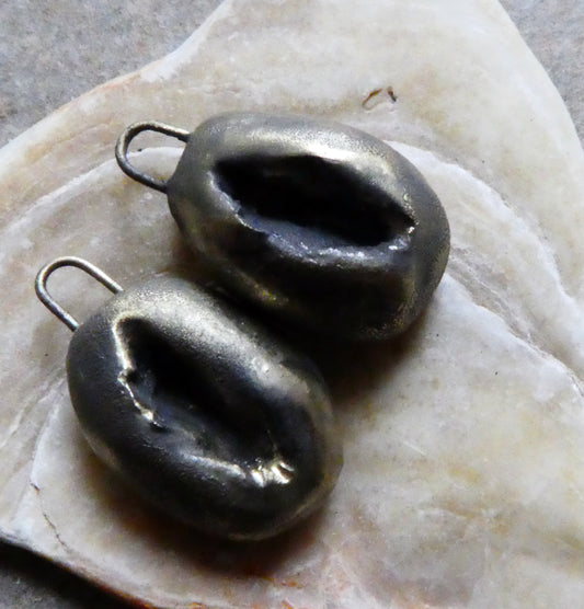 Ceramic Bronzy Coffee Bean Earring Charms