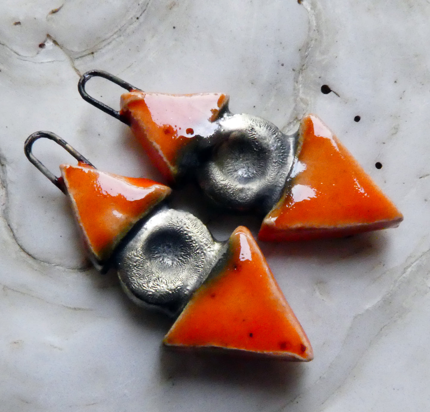 Ceramic Triangle and Disc Earring Charms -Wildfire