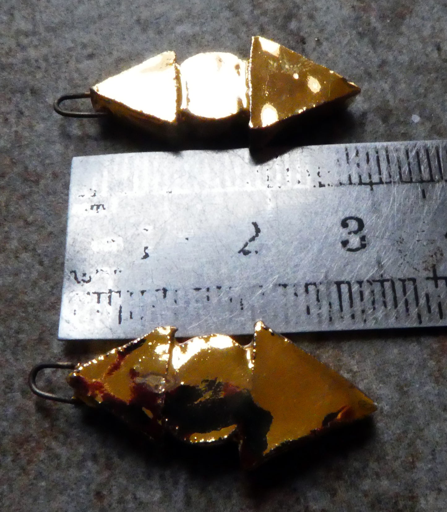 Ceramic Triangle and Disc Earring Charms -Gold Lustre