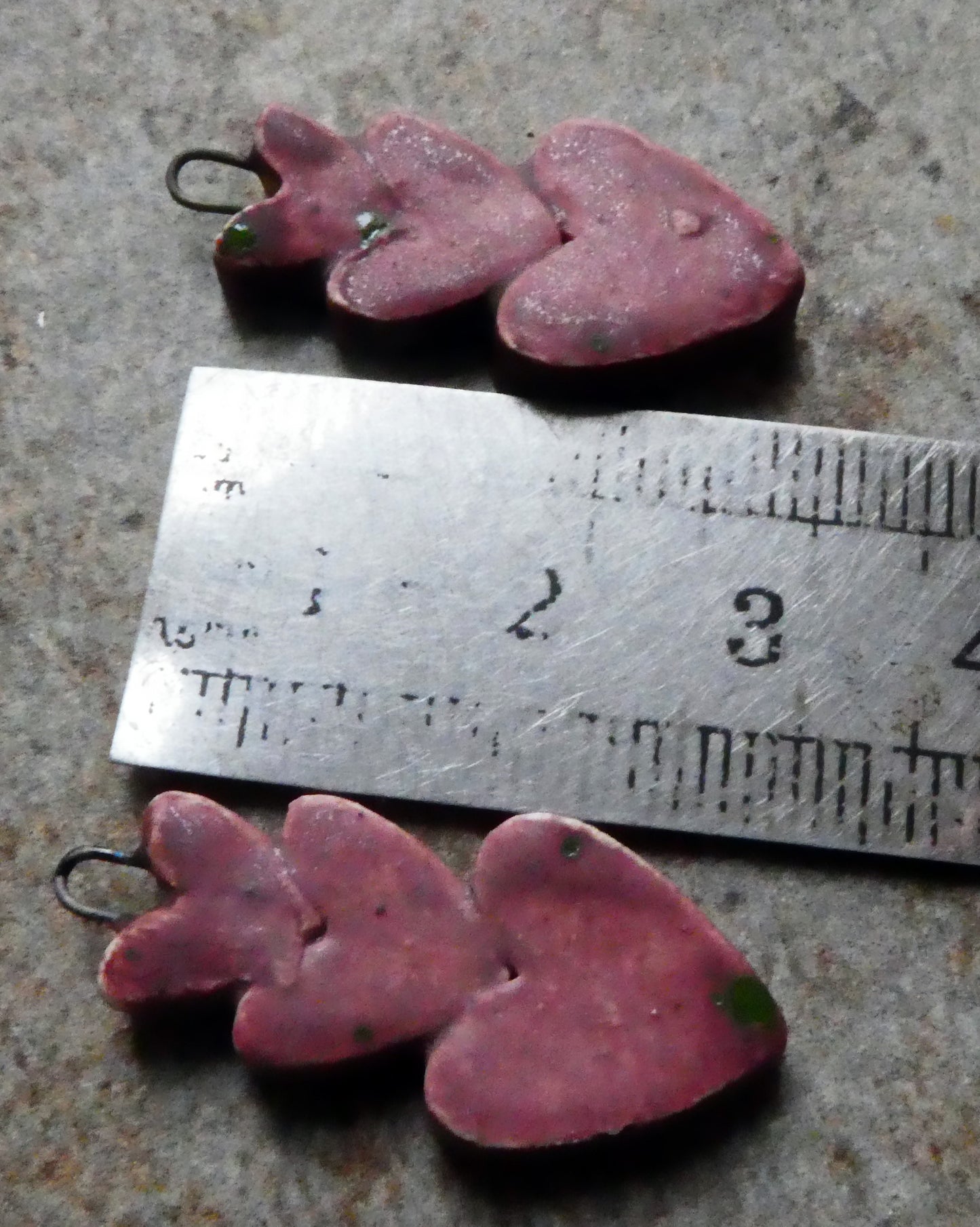 Ceramic Stacked Heart Dangles-Damson