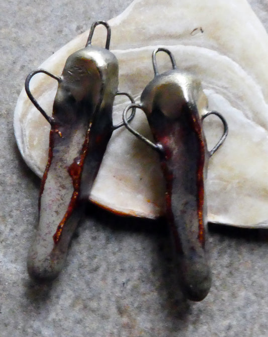 Ceramic Pinched Dagger Earring Connectors -Volcanic Glow