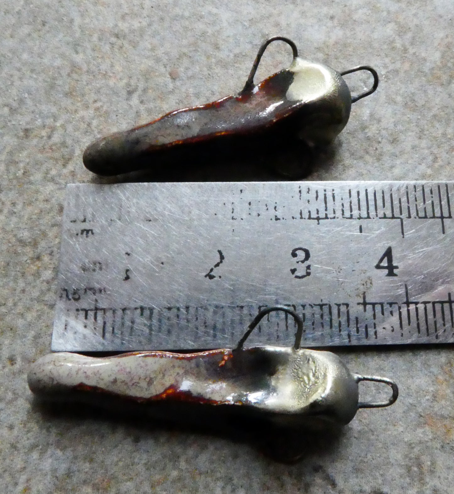 Ceramic Pinched Dagger Earring Connectors -Volcanic Glow