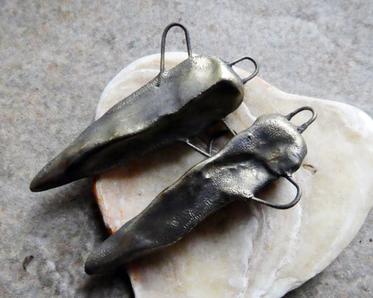 Ceramic Pinched Dagger Earring Connectors -Bronzy