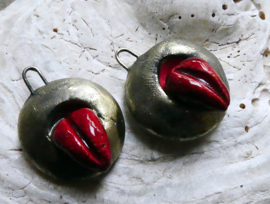 Ceramic Earring Charms -Poking Tongues #2
