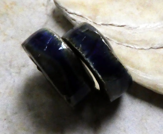 Ceramic Glazed Hoop Earring Charms - Mirror Blue