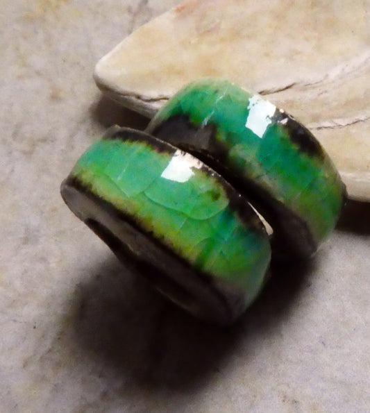 Ceramic Glazed Hoop Earring Charms - Lime