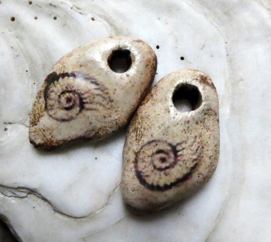 Ceramic Fossil Pebble Earring Charms #4