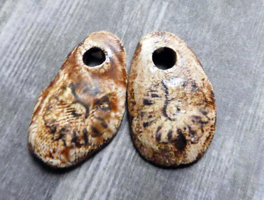 Ceramic Fossil Pebble Earring Charms #6
