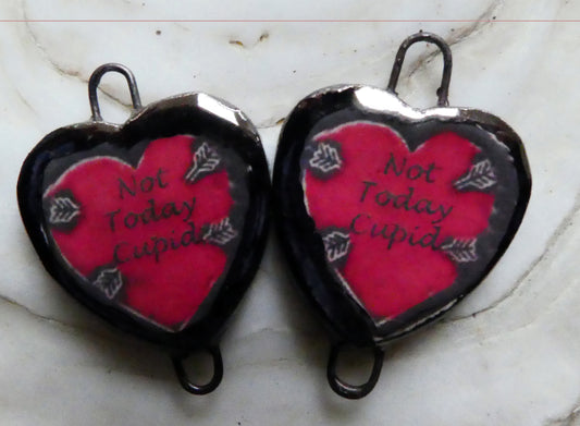 Ceramic Anti-Valentine Decal Earring Connectors