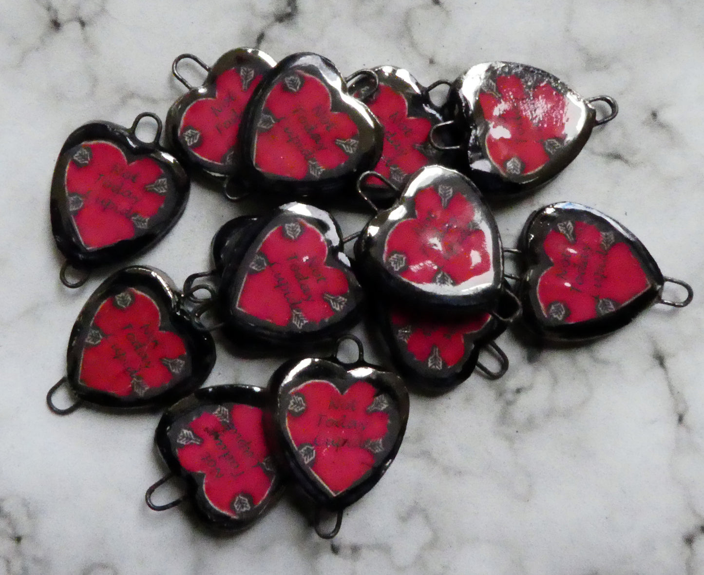 Ceramic Anti-Valentine Decal Earring Connectors