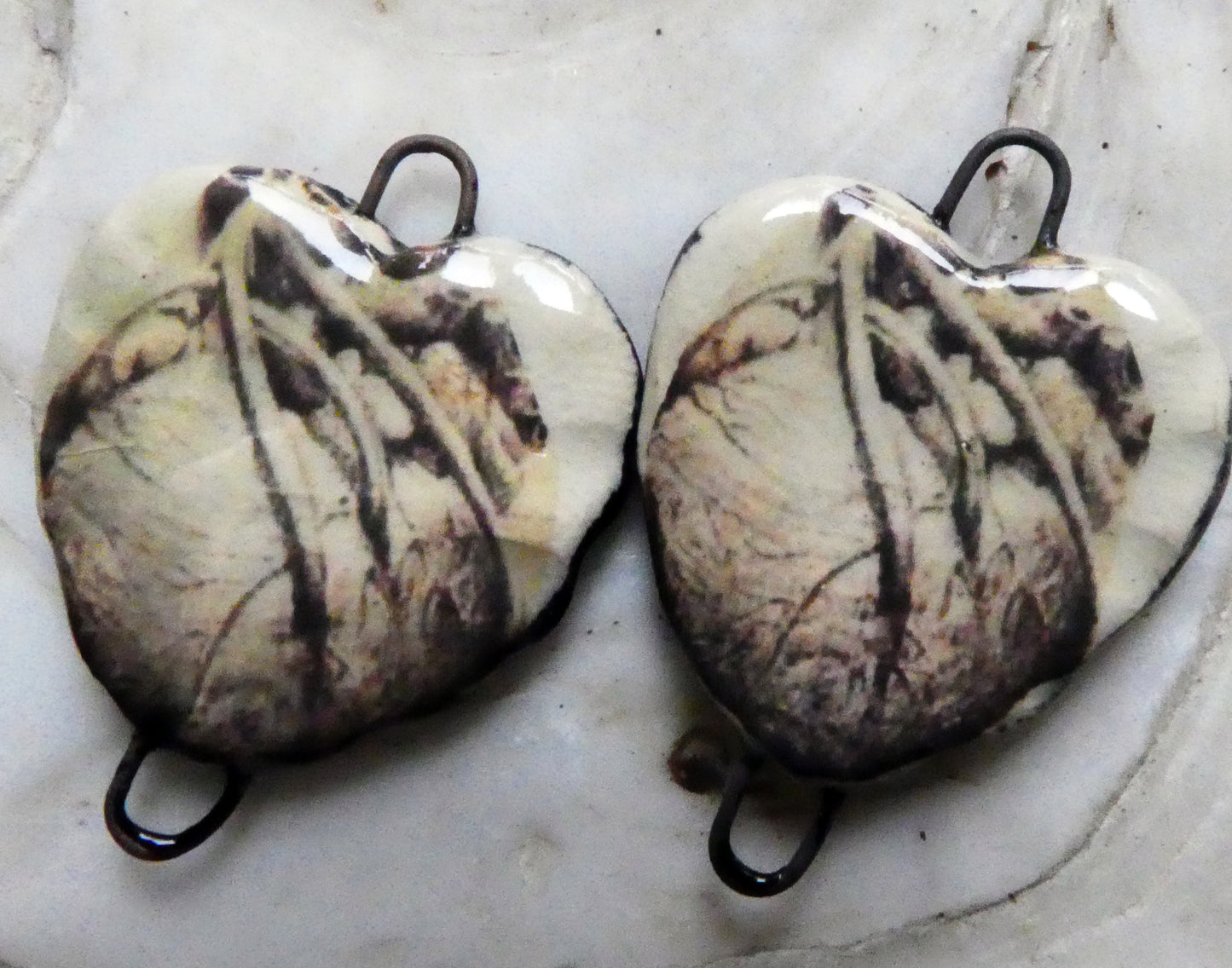 Ceramic Anatomical Heart Decal Earring Connectors #3