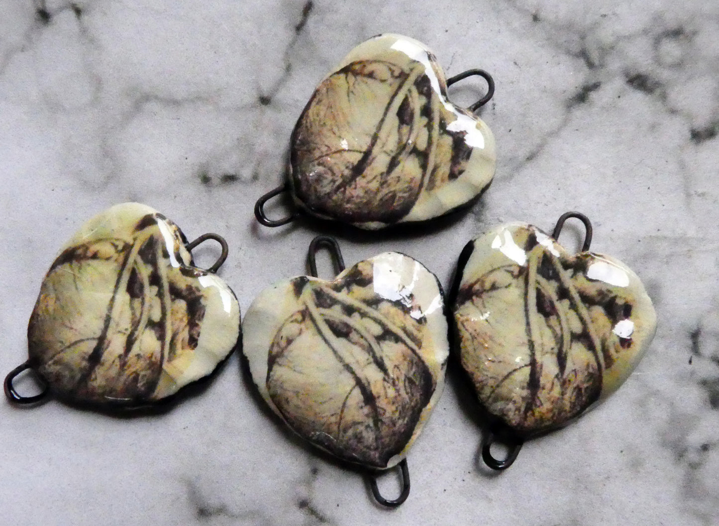 Ceramic Anatomical Heart Decal Earring Connectors #3