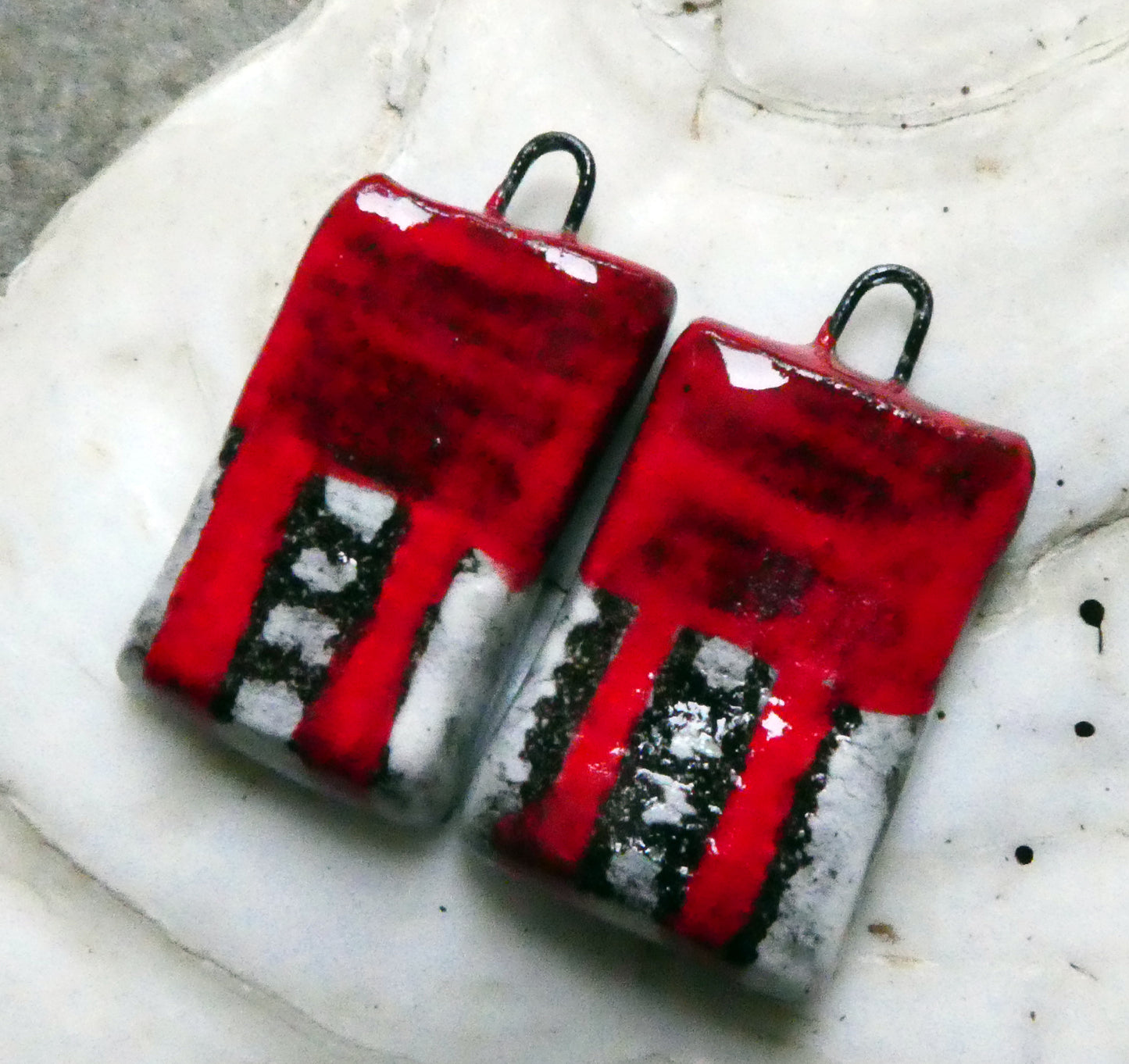 Ceramic Sgraffito Tablet Earring Charms#6