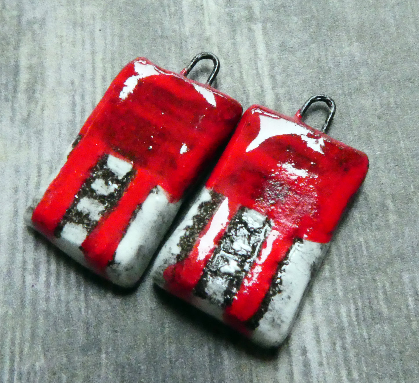 Ceramic Sgraffito Tablet Earring Charms#6