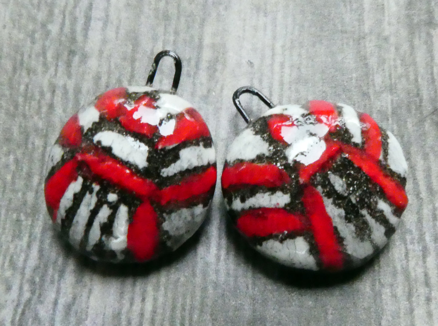 Ceramic Sgraffito Disc Earring Charms#8