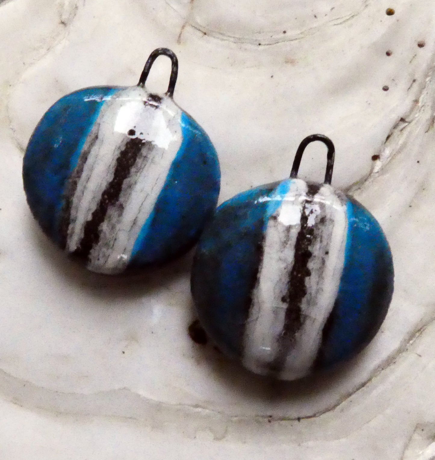 Ceramic Sgraffito Disc Earring Charms#15