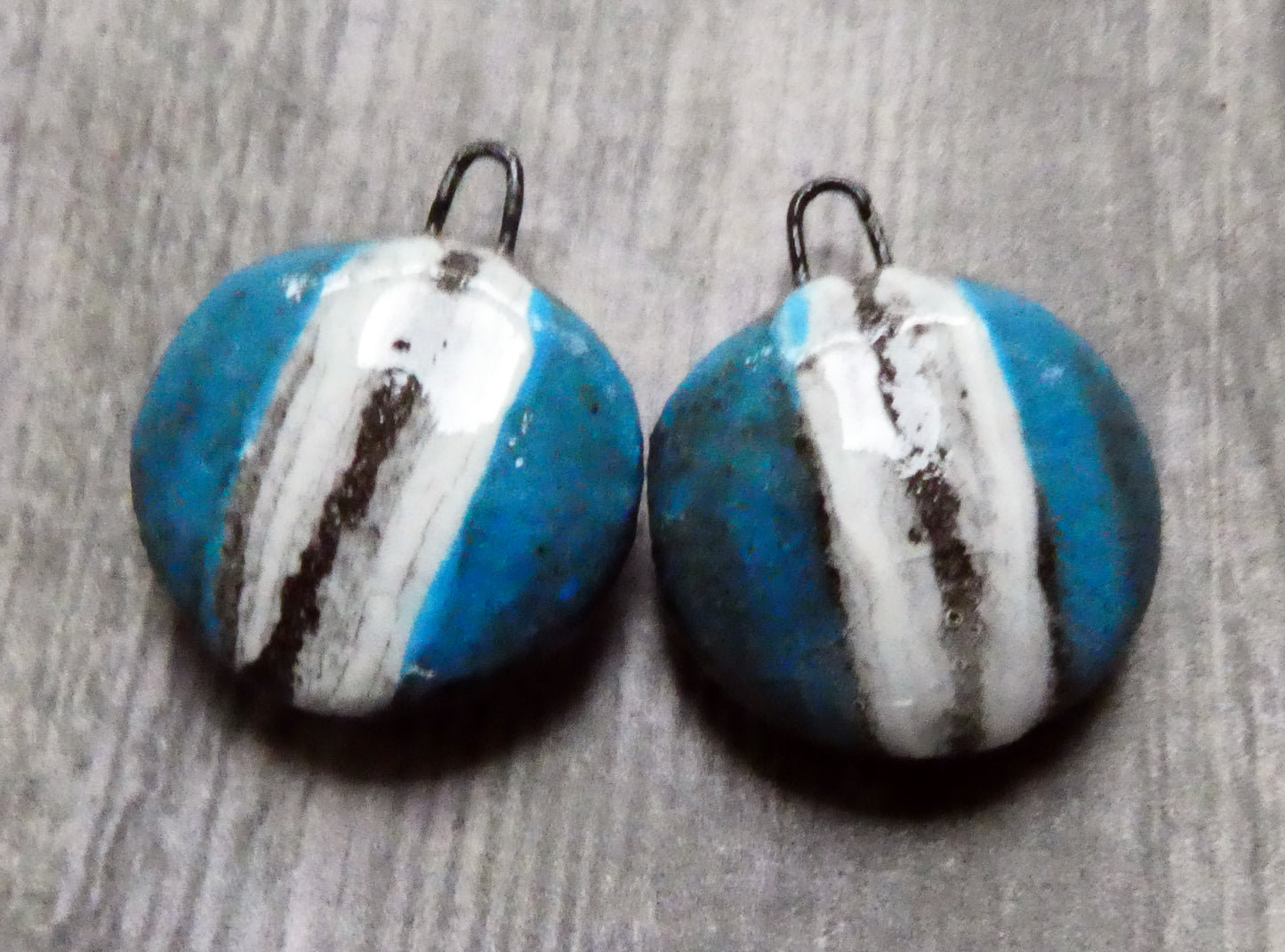 Ceramic Sgraffito Disc Earring Charms#15