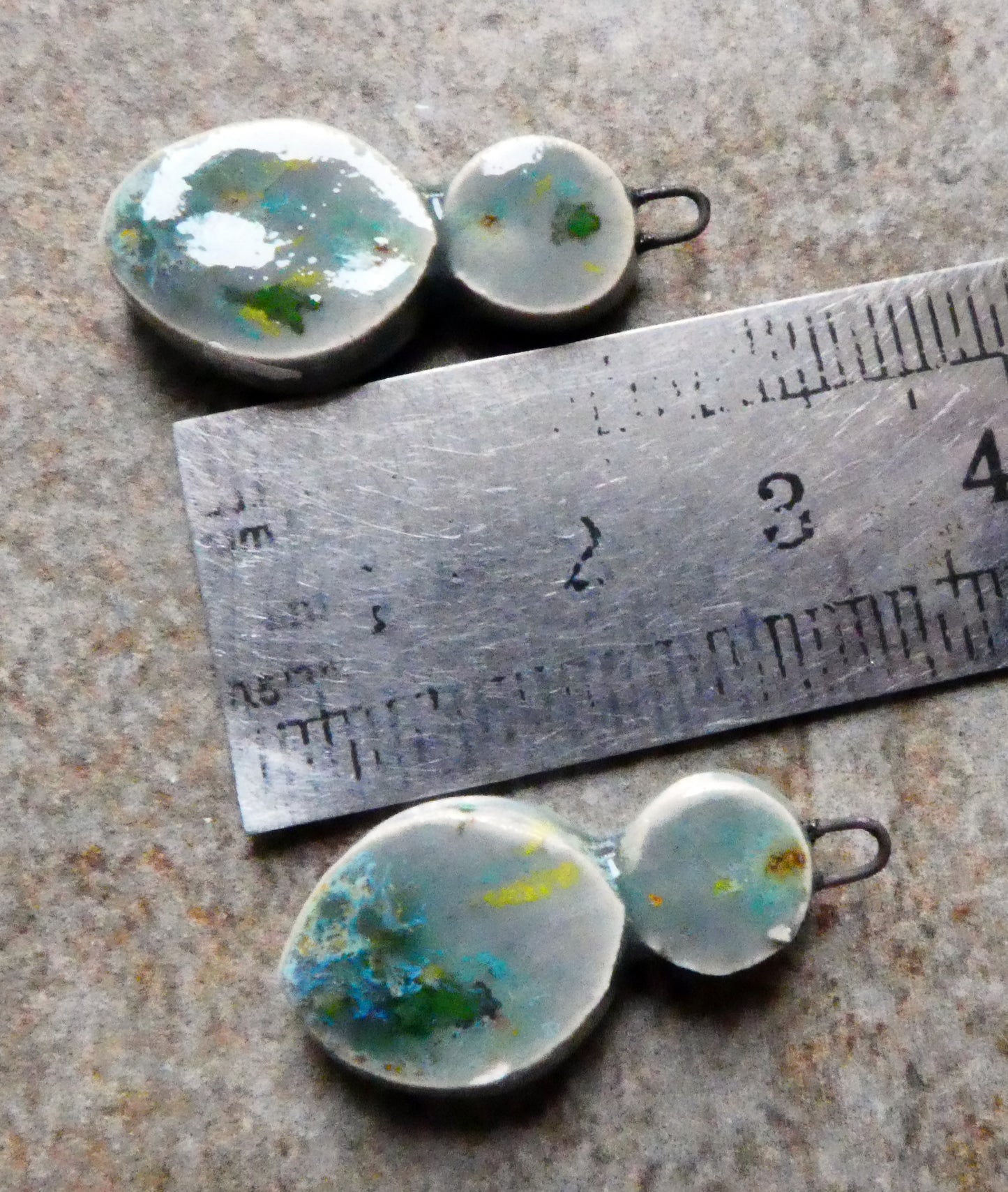 Ceramic Silver Pool Earring Charms - Mountain Moss