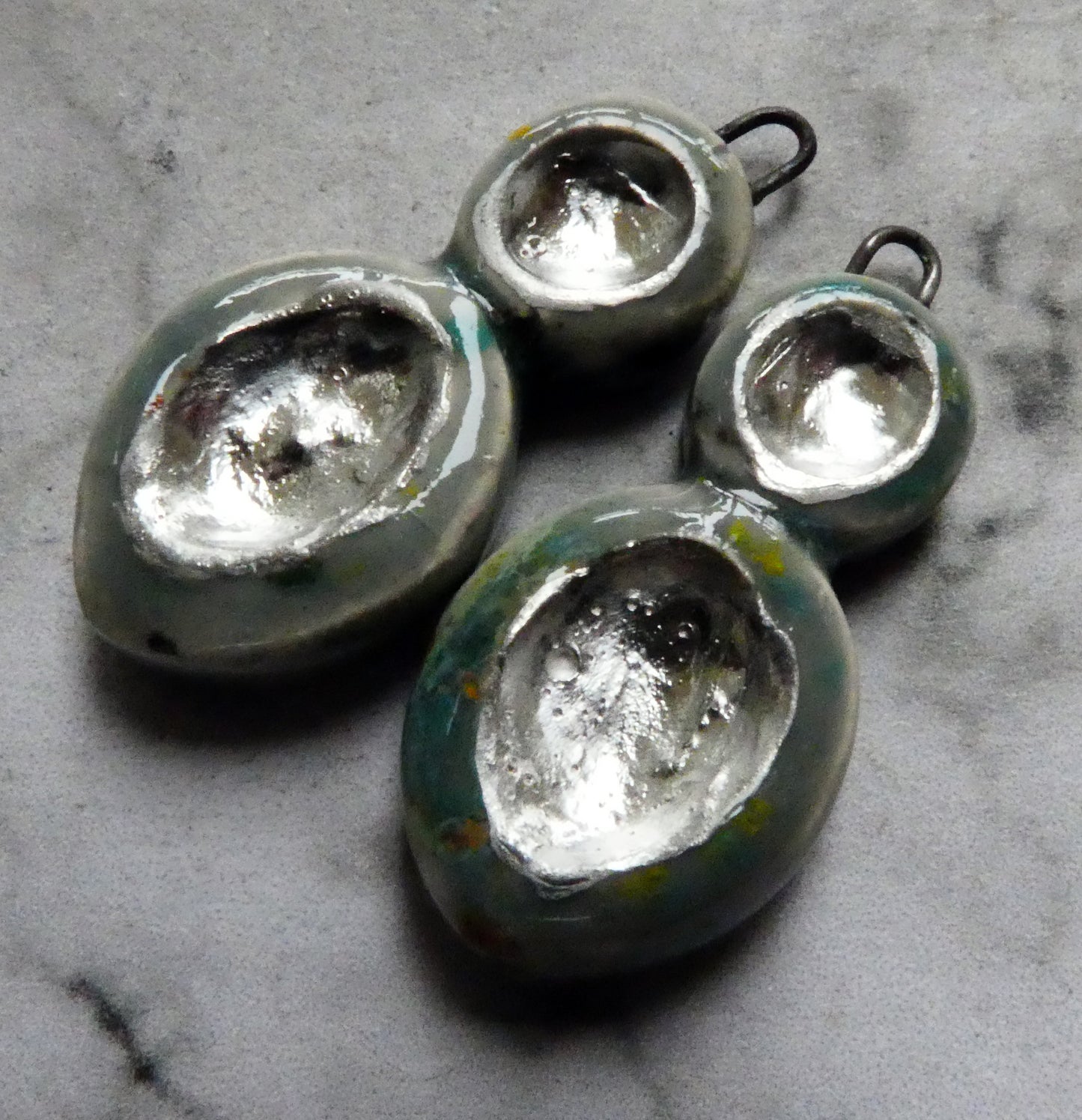 Ceramic Silver Pool Earring Charms - Mountain Moss