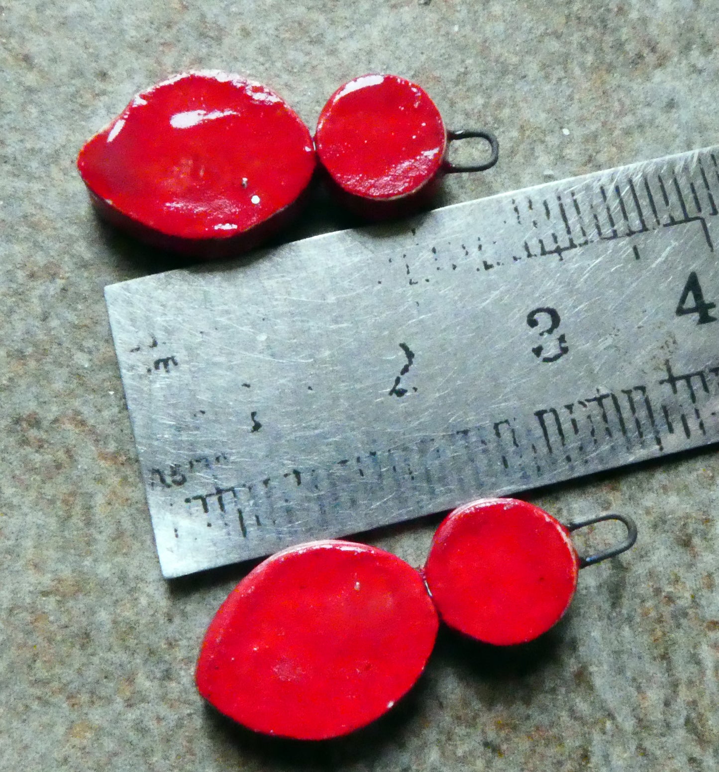 Ceramic Silver Pool Earring Charms - Red