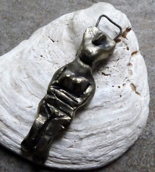 Ceramic Cycladic Bronzed Figure Pendant