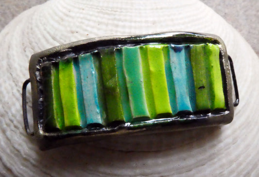 Ceramic Striped Bracelet Focal - Greens