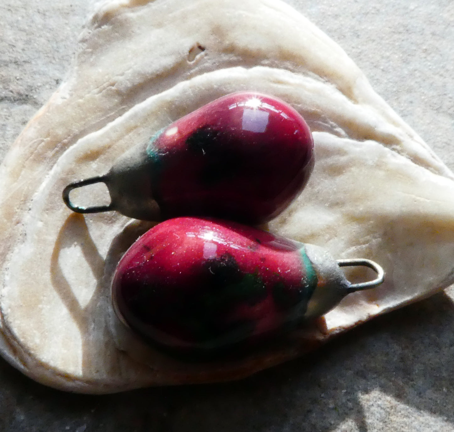 Ceramic Drops Earring Charms -Maroon Lagoon