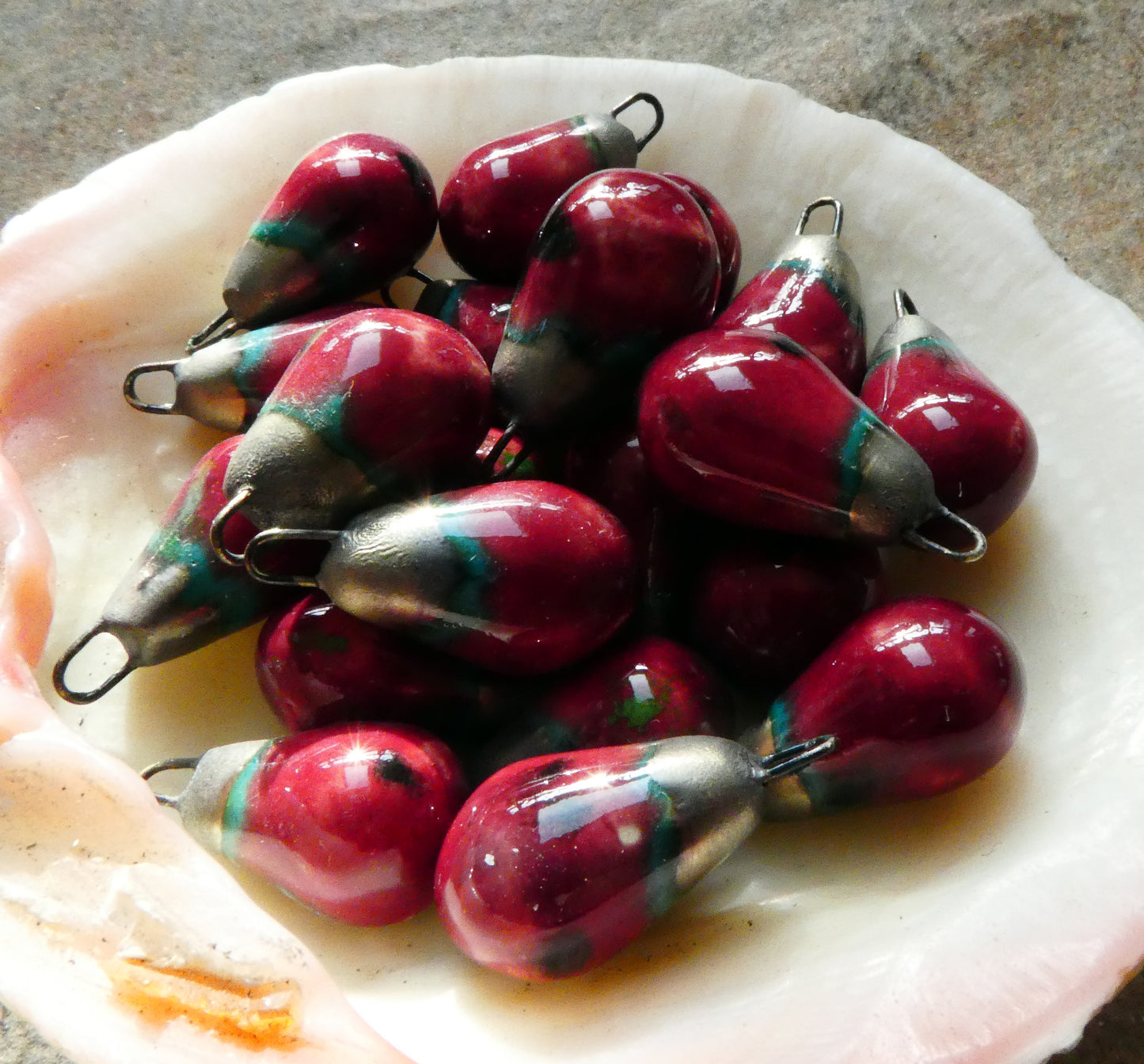 Ceramic Drops Earring Charms -Maroon Lagoon