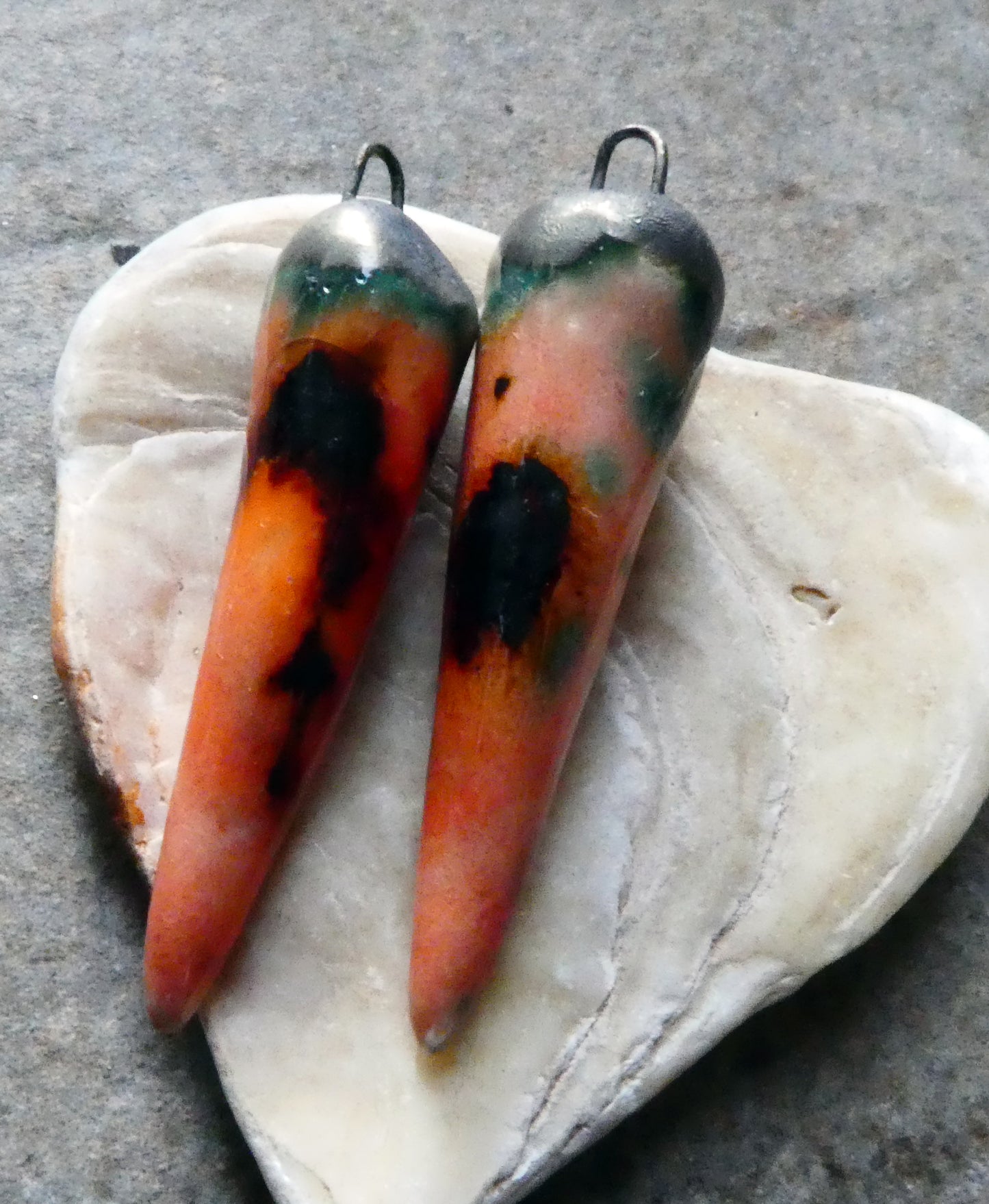 Ceramic Spikes Earring Charms -Day Lily