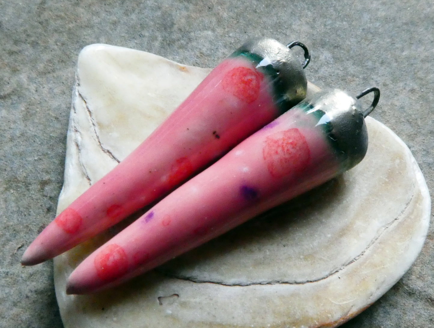 Ceramic Spikes Earring Charms -Berry Tart